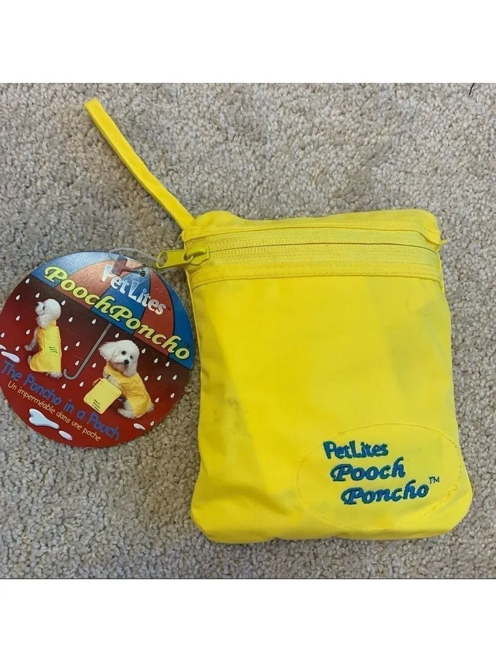 PETLITES Poochponcho yellow small breed dog raincoat multiple sizes